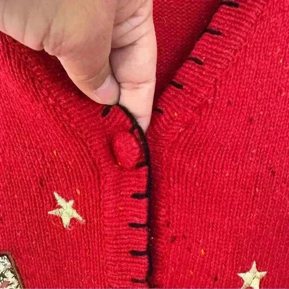 Victoria Jones Vintage Christmas Vest Embroidered Patches Wool Blend Womens 1X - Picture 4 of 10